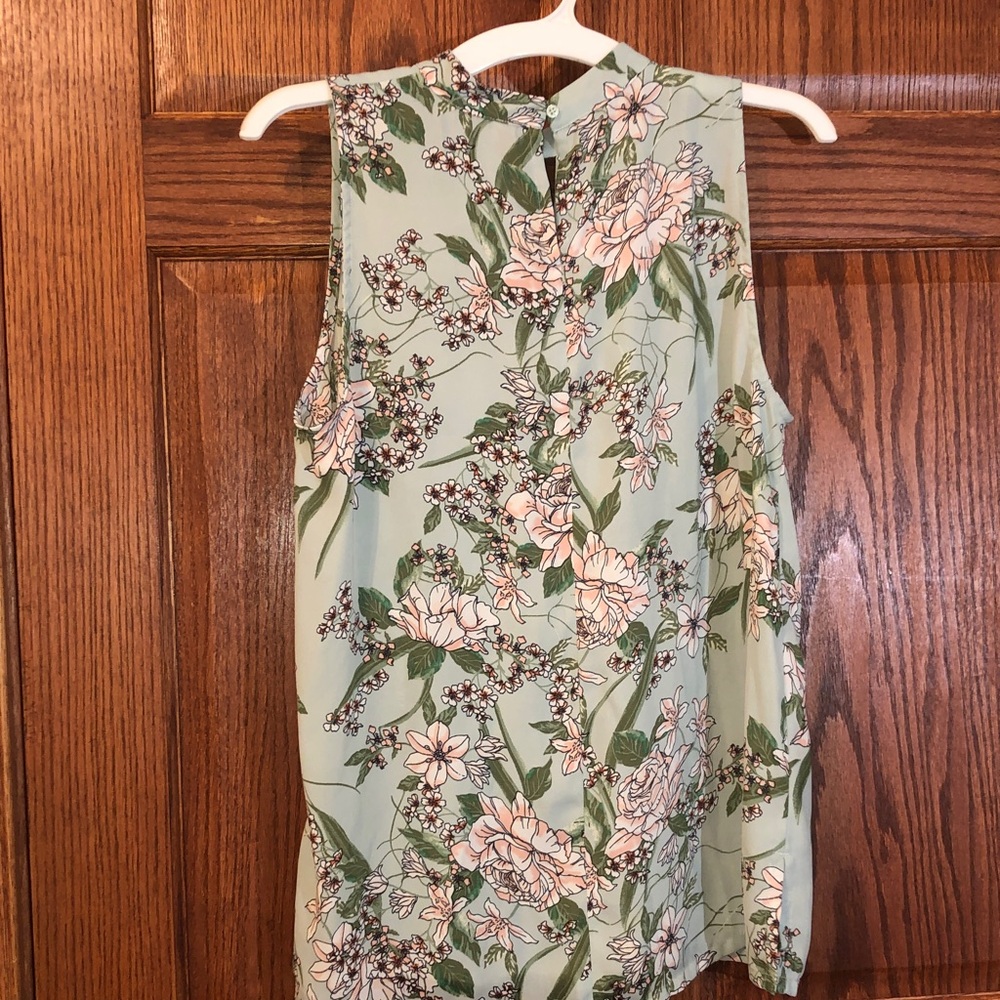 LOFT Sleeveless Floral Blouse - Light Green - Picture 5 of 8